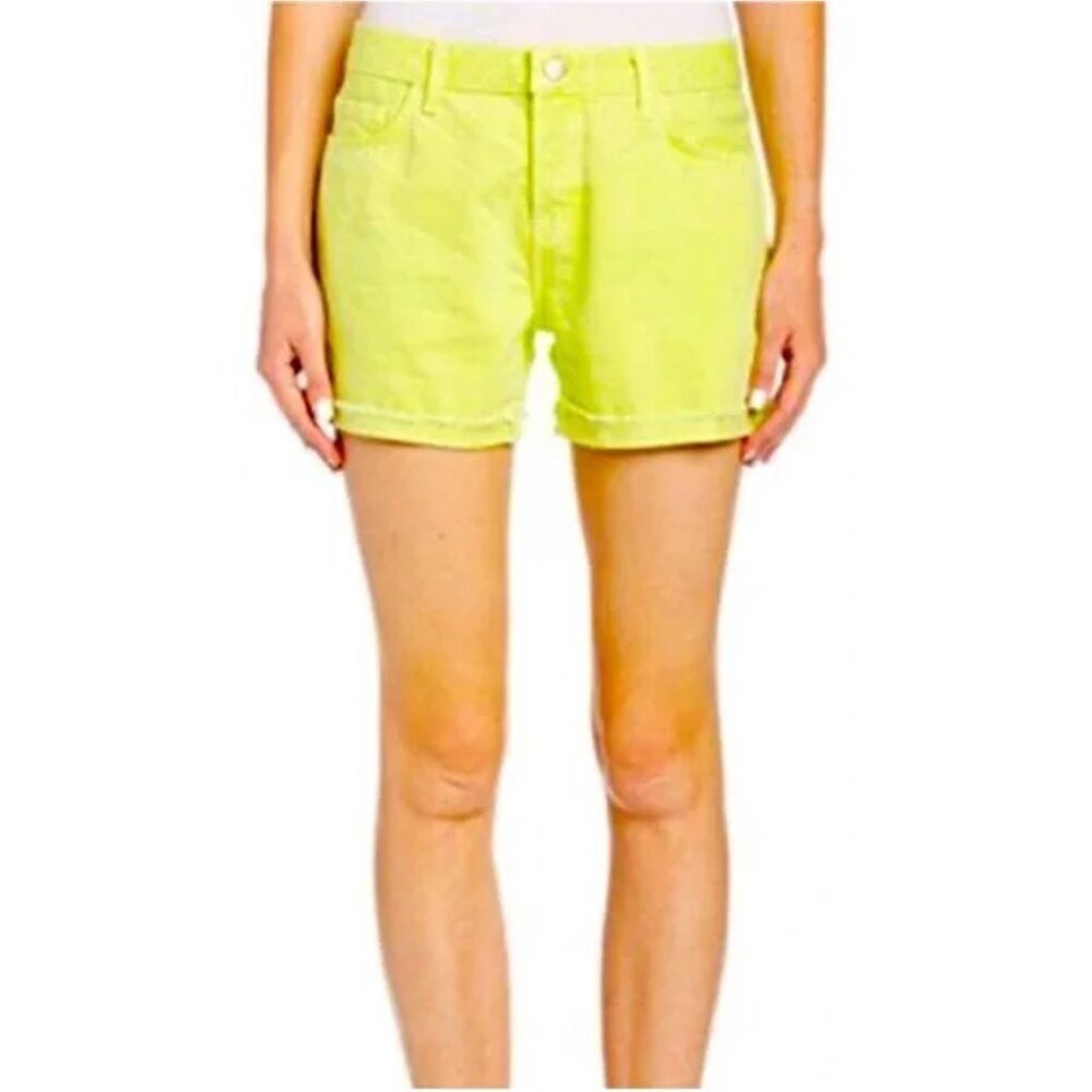Nwt New J Brand Joanie Rolled Boyfriend Lime Sherbet Shorts Size 24